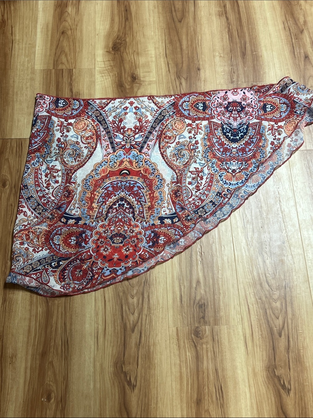 NET Zaful Coral, Navy & Cream Paisley Wrap swim cover up sarong